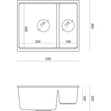 Graniteq Zlewozmywak GraniteQ QUADRON | LOGAN 150 | granitowy zlewozmywak kuchenny BEŻ + STAL | wymiary: 56 x 46 x 22 cm | 1,5-komorowy wpuszczany | podbudowa szafki od: 60 cm