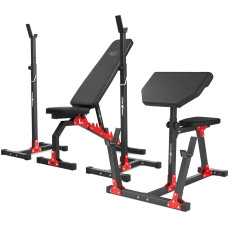 Marbo Sport Komplekts MH9 | Regulējams sols MH-L114 + Regulējami vingrošanas statīvi MH-S201 + Sēdošais preses trenažieris MH-L105 - Marbo Sport