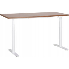 Beliani Biurko Beliani Biurko regulowane elektrycznie 160 x 72 cm ciemne drewno z białym DESTIN IV