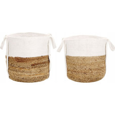 Beliani Zestaw 2 koszy z juty naturalno-białe BELLPAT