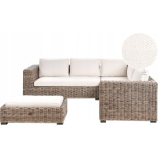 Beliani Narożnik ogrodowy z otomaną dla 5 osób RINELLA Rattan Szary