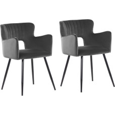 Beliani 2 krzesła do jadalni welurowe ciemnoszare SANILAC