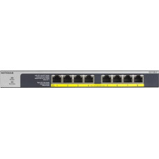 Netgear GS108LP Unmanaged Gigabit Ethernet (10/100/1000) Power over Ethernet (PoE) 1U Black, Grey