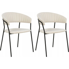 Beliani Welur Krzesło do jadalni Zestaw 2 Kremowy MARIPOSA