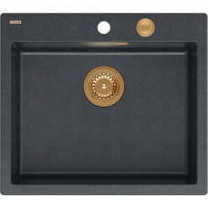 Graniteq Zlewozmywak GraniteQ MORGAN 110 GraniteQ zlewozmywak black diamond z syfonem Push To Open kol. miedziany 1-komorowy b/o + zaczepy 4 szt