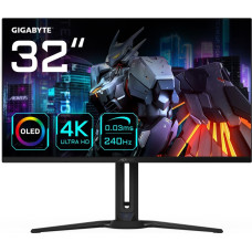 Gigabyte AORUS FO32U2 32” OLED Gaming Monitor - 3840 x 2160(UHD), 240Hz, 0.03ms, KVM, 250 cd/m2, FreeSync Premium Pro, DisplayHDR True Black 400, HDMI 2.1