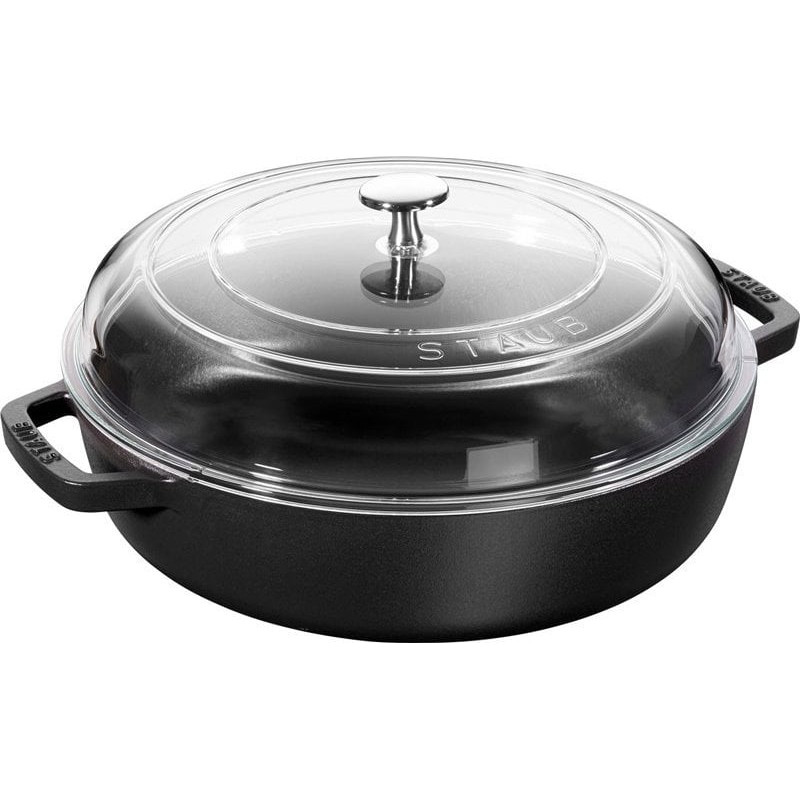 Staub Patelnia STAUB Patelnia żeliwna z dwoma uchwytami i pokrywką Staub - 28 cm, Czarny