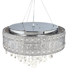 Beliani Lampa wisząca Beliani Żyrandol metalowy 6-punktowy srebrny BARBEIRA