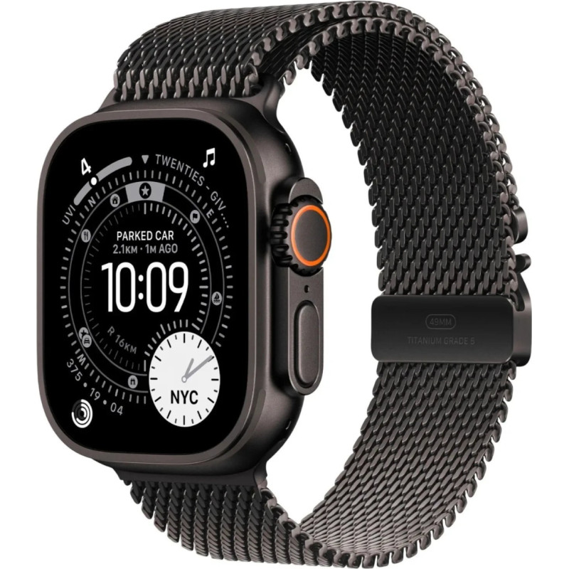 Apple Smartwatch Apple Watch Ultra 3 GPS + Cellular 49mm Black Titanium / Titanium Milanese Loop L Czarny  (MF1T4QF/A)