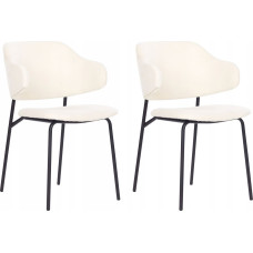 Beliani Tkanina Krzesło do jadalni Zestaw 2 Kremowy KENAI