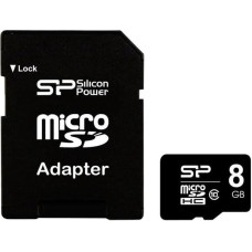 Silicon Power карта памяти microSDHC 8GB Class 10 + адаптер