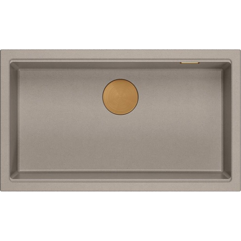 Graniteq Zlewozmywak GraniteQ LOGAN 110 GraniteQ zlewozmywak soft taupe 76x44x23,5 cm 1-komorowy podwieszany z syfonem manualnym miedziany