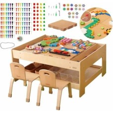 Masterkidz Drewniany Stół Edukacyjny + Akcesoria Stem Wall + 563 Klocków