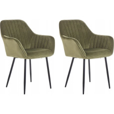 Beliani Zestaw 2 krzeseł do jadalni welurowy oliwkowozielony WELLSTON
