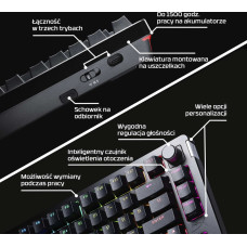 Hyperx Alloy Rise 75 SWE melna - Bezvadu klaviatura Alloy Rise 75 (W)