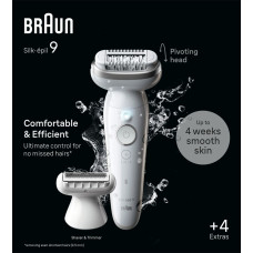 Braun Silk-épil 9 9-041, Silver, 40 tweezers, MicroGrip, Battery, 100 - 240 V, 50/60 Hz