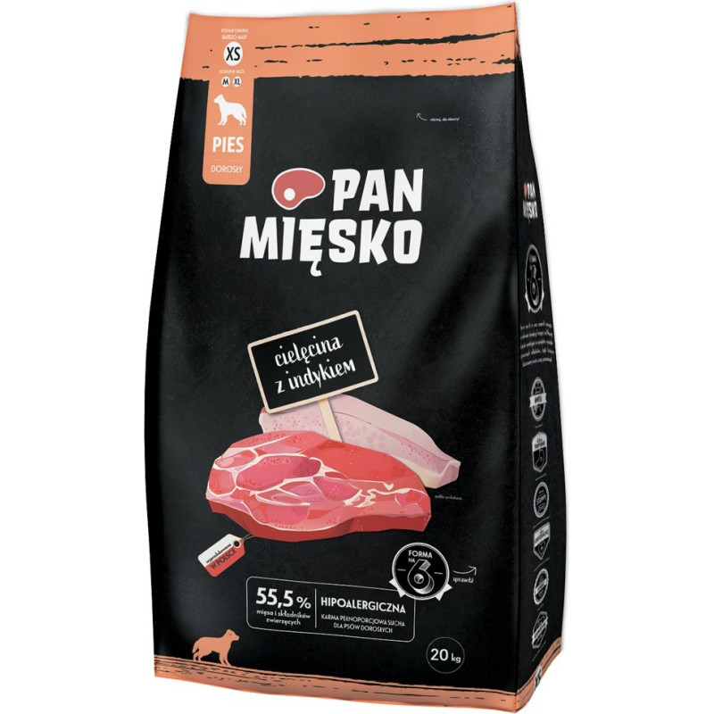 Pan Mięsko PAN MIĘSKO Veal with turkey XS - dry dog food - 20kg
