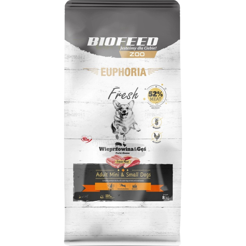 Biofeed Euphoria Fresh Adult Mini & Small Pork with goose - dry dog food - 8kg