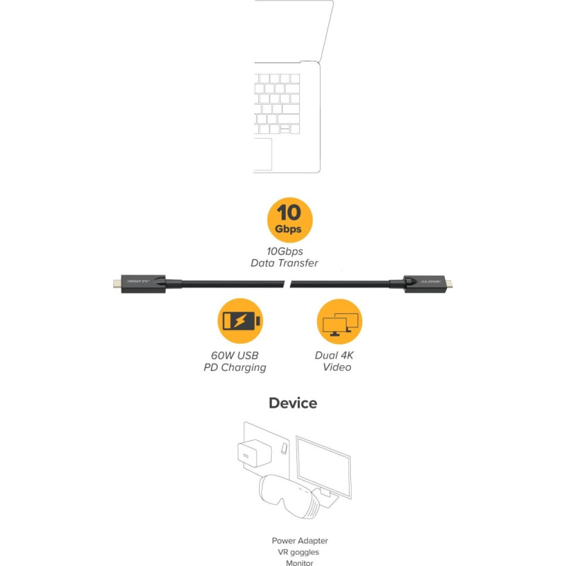 Alogic 15M USB-C TO USB-C HYBRID AOC