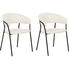 Beliani Zestaw 2 krzeseł do jadalni boucle złamana biel MARIPOSA