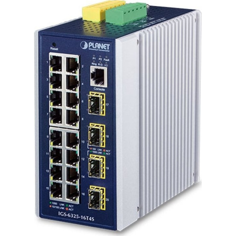 Planet PLANET IGS-6325-16T4S łącza sieciowe Zarządzany L3 Gigabit Ethernet (10/100/1000) Niebieski, Szary