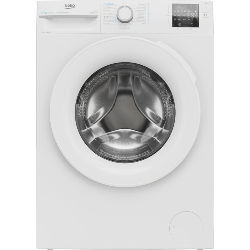 Beko Pralka Beko BEKO Washing machine BM3WFSU37013WW, 7 kg, Energy class A, 49.6 cm, 1000 rpm, Inverter motor, Steam Cure