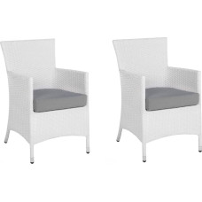 Beliani Zestaw 2 krzeseł ogrodowych rattanowych biały ITALY (189248)