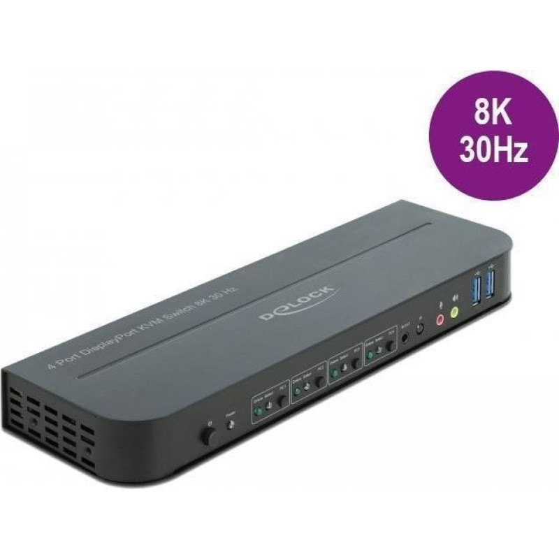 Delock DELOCK DisplayPort 1.4 KVM Switch 8K 30Hz with USB 3.0 and Audio