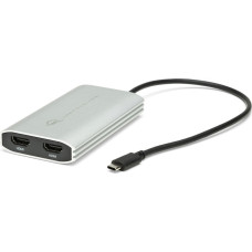 OWC Adapter AV OWC OWC Adapter Thunderbolt 3 > Dual HDMI 4K (silver/black, 26cm, with DisplayLink)