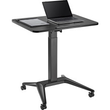 Maclean MC-453 B Mobile Laptop Desk with Pneumatic Height Adjustment, Laptop Table with Wheels, 80 x 52 cm, Max. 8 kg, Height Adjustable Max. 109 cm (Black)