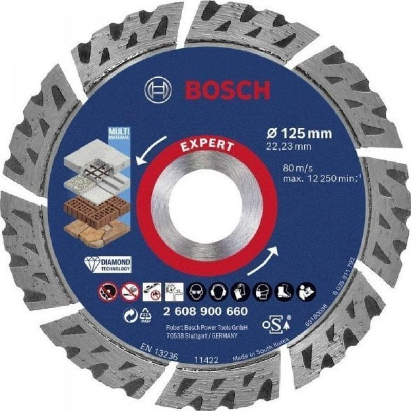 Bosch Diamentowa tarcza tnąca EXPERT MultiMaterial 125 x 22,23 x 2,2 x 12 mm