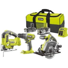 Ryobi Zestaw elektronarzędzi Ryobi Ryobi R18DDJSCSP-242S ONE+ 18V Combo kit med 3 maskiner, batteri og lader