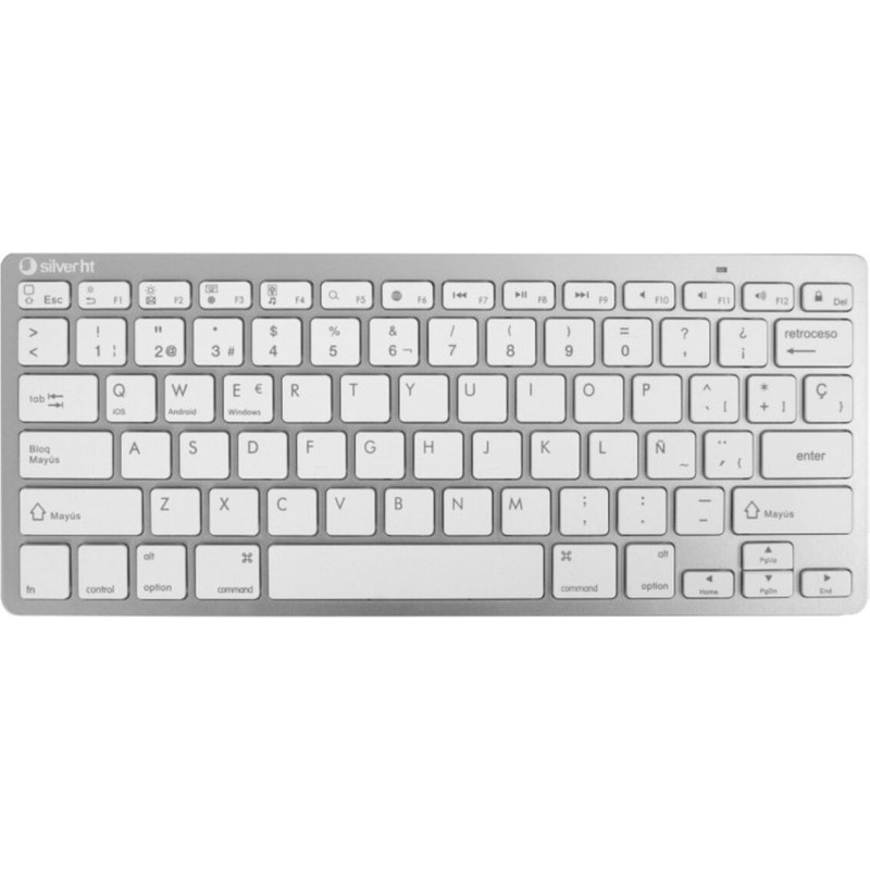 Silver Ht Клавиатура Silver HT Teclado Inalámbrico Colors Edition - Blanco Испанская Qwerty Серебристый