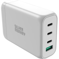 Silver Monkey Ładowarka Silver Monkey Ładowarka GaN Silver Monkey SMA152 130W 3xUSB-C PD USB-A QC 3.0 z odłączanym kablem zasilającym - biała