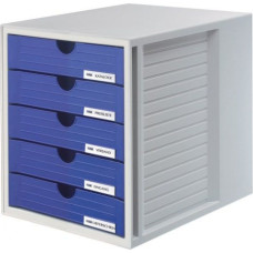 HAN ZESTAW 5 SZUFLADEK SYSTEM-BOX HAN A4 POLISTYREN SZARO-NIEBIESKI - HN145014-10