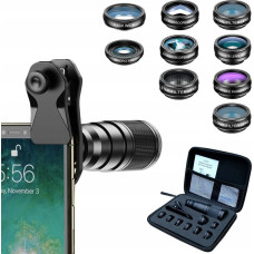 Apexel Zestaw 12w1 Obiektyw 22x Tele / Fisheye / Makro 15x / Wide 0.63x / Filtr Cpl Na Telefon Smartfon Apexel / Apl-22xdg9