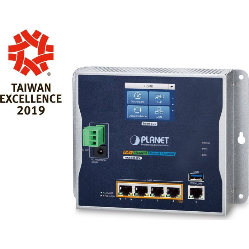 Planet Switch Planet PLANET IP30 Industrial Wall-mount ruter Gigabit Ethernet Niebieski, Szary