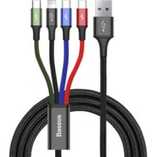 Baseus Baseus cable USB 4in1 Lightning / 2x USB Type C / micro USB cable in nylon braid 3.5A 1.2m black (CA1T4-B01)