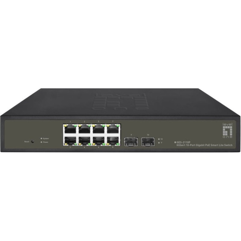 Levelone Switch LevelOne LevelOne GES-2110P łącza sieciowe Zarządzany L2 Gigabit Ethernet (10/100/1000) Obsługa PoE Czarny