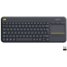 Logitech K400 Plus Keyboard with Trackpad, Wireless, NL, 380 g, USB port, Black