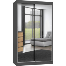 Topeshop SZAFA PRZESUWNA IGA 120 CM 2 LUSTRA ANTRACYT / DĄB ARTISAN