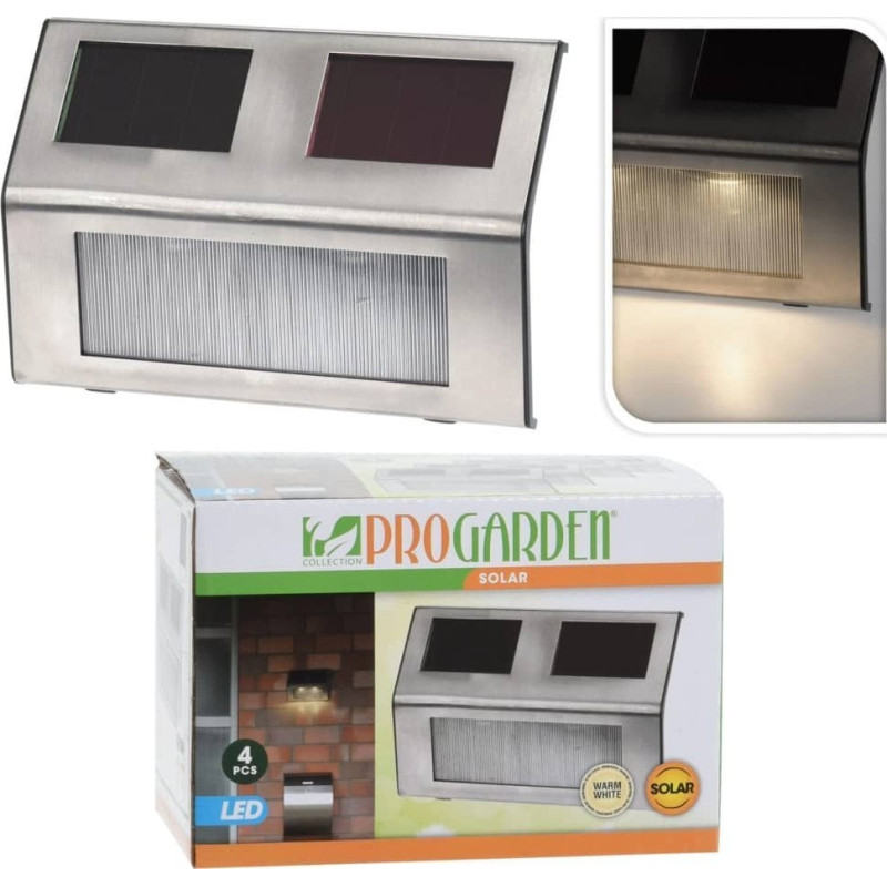 Progarden Zestaw 4 ogrodowych lamp solarnych LED, stal nierdzewna Lumarko