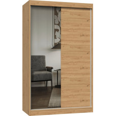 Topeshop Szafa przesuwna IGA 120cm, 1 lustro Dąb Artisan
