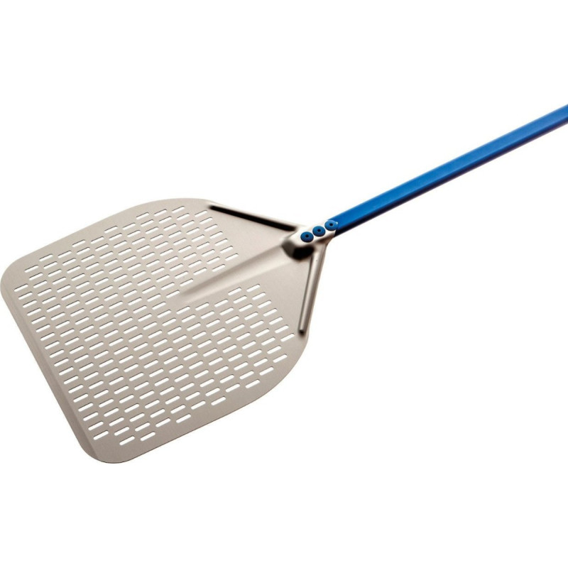 Gi.metal Gi.Metal Azzurra Rectangular Perforated Pizza Peel 36x36 cm Handle 120 cm