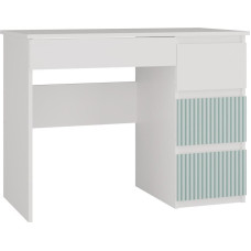 Topeshop Biurko Topeshop Biurko z 4 szufladami, prawe, Mijas, 98x51x76 cm, biały, miętowy
