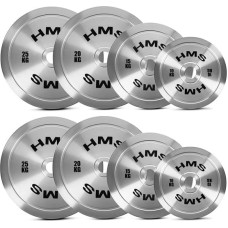 HMS TOS Komplekts Kalibrēts metāls Olimpiskie svaru diski  2 x 10 - 25 KG (140 KG) HMS