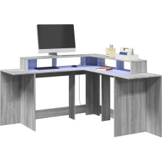 Vidaxl Biurko vidaXL Biurko z podświetleniem LED, szary dąb sonoma, 152x152x91 cm