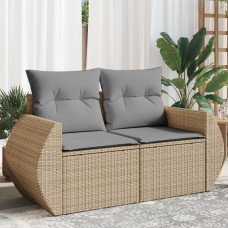 Vidaxl Sofa ogrodowa z poduszkami, 2-osobowa, beż, polirattan Lumarko!
