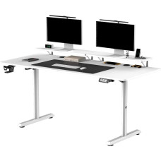 Ultradesk Biurko, elektycznie regulowany, 160X70 cm, 72-117 cm, HIGHLANDER XXL WHITE, bia�y, ULTRADESK