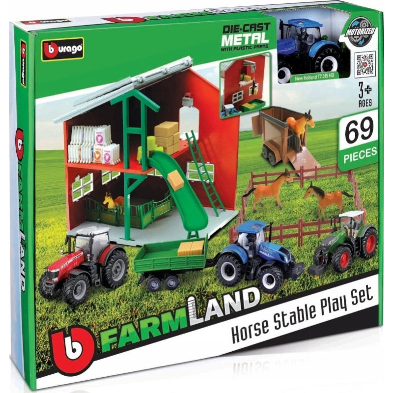 Bburago Horse Stable Playset Tractor BBURAGO